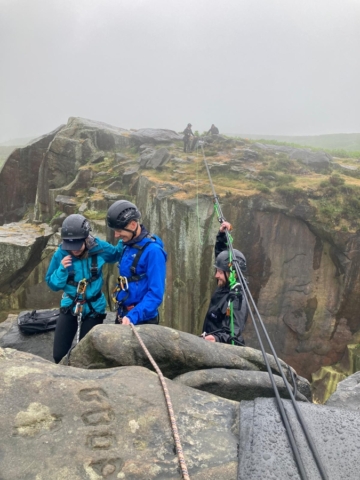 Preparing rope safety and on-screen action for Dan and Helen's Pennine Adventure