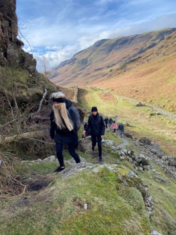 Group hiking in Borrowdale in the Lake District
