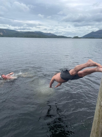Diving into a lake in the Lake District